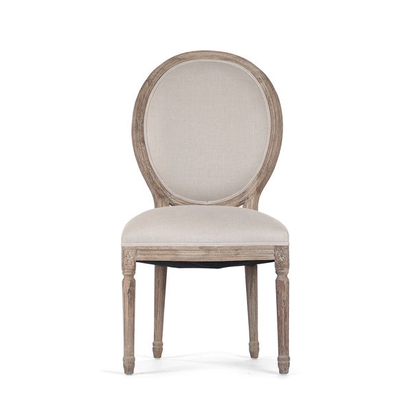 Medallion Side Chair Limed Grey Oak, Natural Linen B004 E272 A003 Zentique