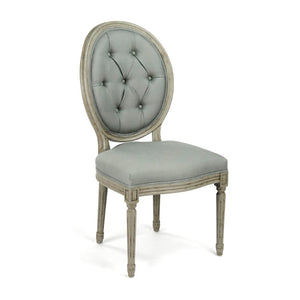 Zentique Medallion Elegant Linen Side Chair with Solid Birch Frame, Medallion Backrest & Tapered Legs, Durable Craftsmanship W21 x H41 x D19 B004-Z 432 I