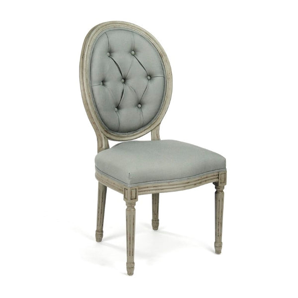 Zentique Medallion Elegant Linen Side Chair with Solid Birch Frame, Medallion Backrest & Tapered Legs, Durable Craftsmanship W21 x H41 x D19 B004-Z 432 I