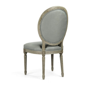 Zentique Medallion Elegant Linen Side Chair with Solid Birch Frame, Medallion Backrest & Tapered Legs, Durable Craftsmanship W21 x H41 x D19 B004-Z 432 I