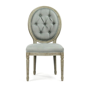 Zentique Medallion Elegant Linen Side Chair with Solid Birch Frame, Medallion Backrest & Tapered Legs, Durable Craftsmanship W21 x H41 x D19 B004-Z 432 I