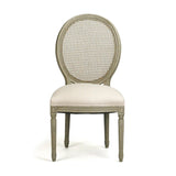 Medallion Side Chair Faux Olive Green Birch, Natural Linen B004 CANE 432 A003 Zentique