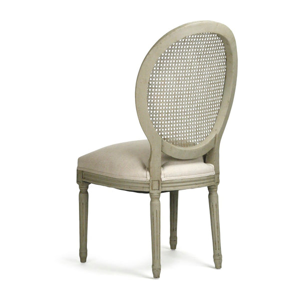Medallion Side Chair Faux Olive Green Birch, Natural Linen B004 CANE 432 A003 Zentique