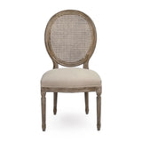 Medallion Side Chair Limed Grey Oak, Linen B004 Cane E272 A003 Zentique