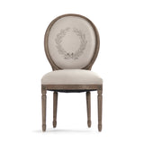 Medallion Side Chair Reclaimed Oak, Natural Linen w/ Print B004 E255-3 A003 #61 Zentique