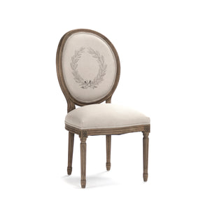 Medallion Side Chair Natural Linen B004 E255-3 A003 Zentique