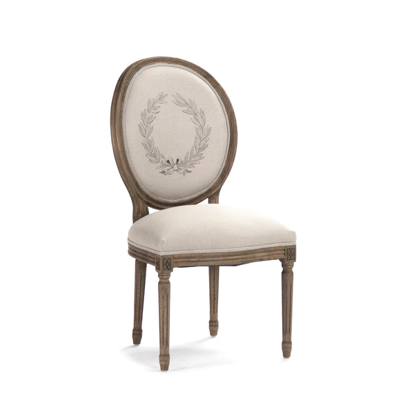 Medallion Side Chair Natural Linen B004 E255-3 A003 Zentique
