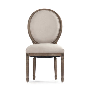 Medallion Side Chair Natural Linen B004 E255-3 A003 Zentique