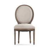 Medallion Side Chair Natural Linen B004 E255-3 A003 Zentique