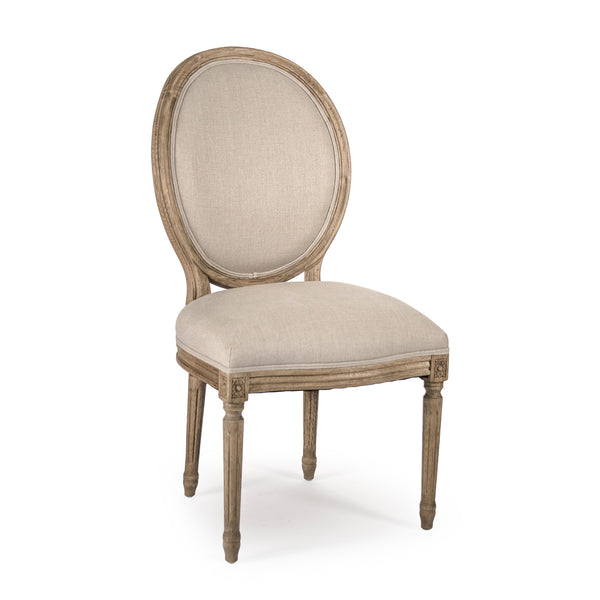 Medallion Side Chair Natural Oak, Natural Linen B004 E255 A003 Zentique
