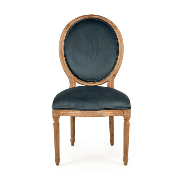 Medallion Side Chair Limed Grey Oak, Teal Velvet B004 E272 11909 Zentique