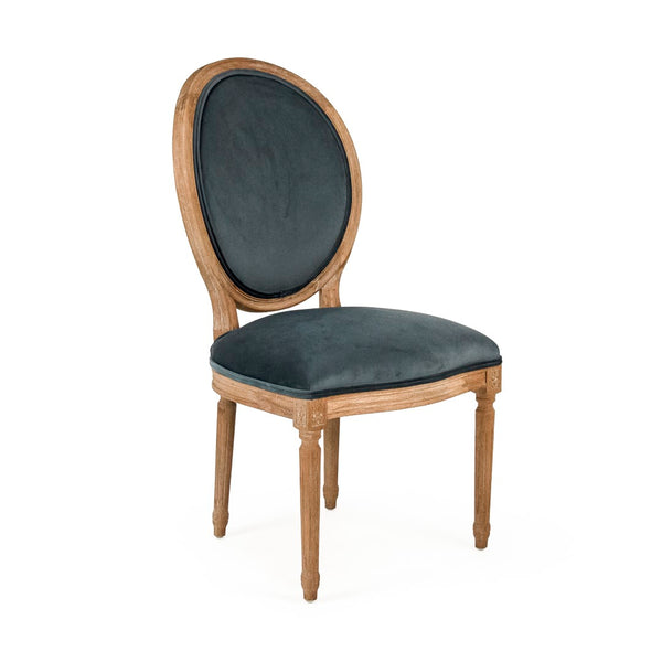 Medallion Side Chair Limed Grey Oak, Teal Velvet B004 E272 11909 Zentique