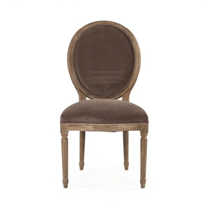 Medallion Side Chair Limed Grey Oak, Brown Velvet B004 E272 V011 Zentique