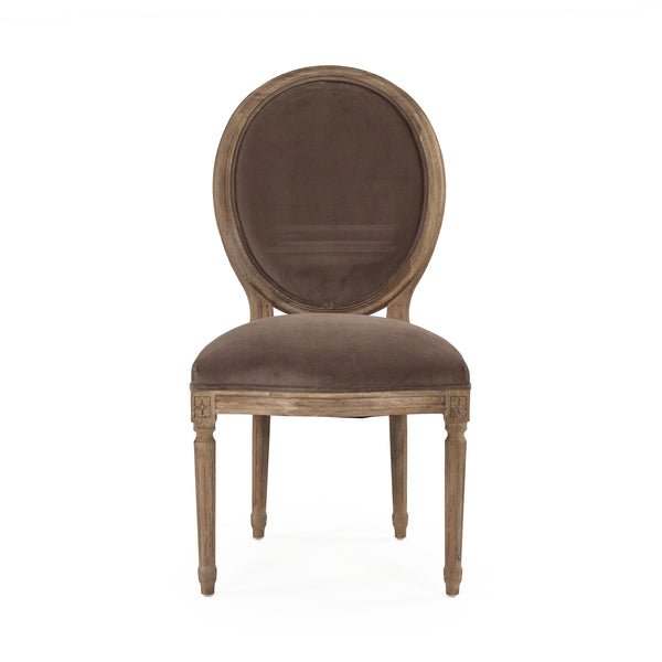 Medallion Side Chair Limed Grey Oak, Brown Velvet B004 E272 V011 Zentique