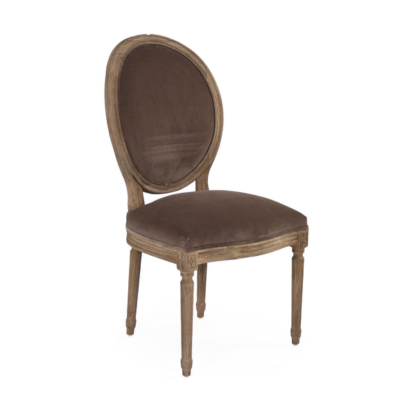 Medallion Side Chair Limed Grey Oak, Brown Velvet B004 E272 V011 Zentique