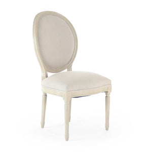 Zentique Medallion Elegant Linen Side Chair with Solid Birch Frame, Medallion Backrest & Tapered Legs, Durable Craftsmanship W21 x H40 x D21 B004 257-1 A003