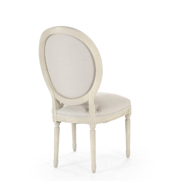 Zentique Medallion Elegant Linen Side Chair with Solid Birch Frame, Medallion Backrest & Tapered Legs, Durable Craftsmanship W21 x H40 x D21 B004 257-1 A003