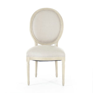 Zentique Medallion Elegant Linen Side Chair with Solid Birch Frame, Medallion Backrest & Tapered Legs, Durable Craftsmanship W21 x H40 x D21 B004 257-1 A003