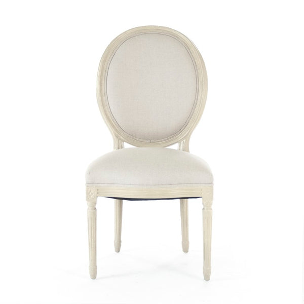 Zentique Medallion Elegant Linen Side Chair with Solid Birch Frame, Medallion Backrest & Tapered Legs, Durable Craftsmanship W21 x H40 x D21 B004 257-1 A003