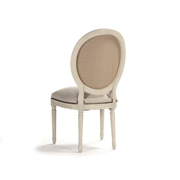 Zentique Medallion Oak Side Chair with Linen-Burlap Upholstery, Timeless Medallion Back, Padded Comfort, 40" Height B004 309 A003/H010