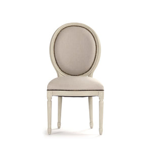 Zentique Medallion Oak Side Chair with Linen-Burlap Upholstery, Timeless Medallion Back, Padded Comfort, 40" Height B004 309 A003/H010