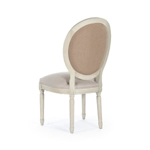 Zentique Medallion Solid Oak Side Chair with Linen-Burlap Upholstery, Timeless Medallion Back, Warm Finish B004 309 A003/H010 w/o Nailhead