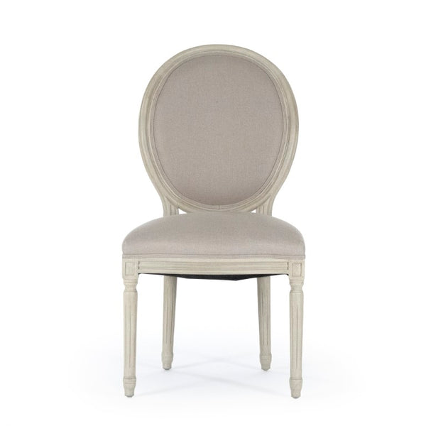 Zentique Medallion Solid Oak Side Chair with Linen-Burlap Upholstery, Timeless Medallion Back, Warm Finish B004 309 A003/H010 w/o Nailhead