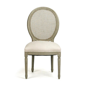 Zentique Medallion Birch Side Chair with Cane Back and Linen Seat — Timeless Medallion Silhouette for Dining & Décor B004 CANE 432 A003