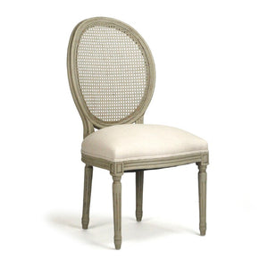 Zentique Medallion Birch Side Chair with Cane Back and Linen Seat — Timeless Medallion Silhouette for Dining & Décor B004 CANE 432 A003