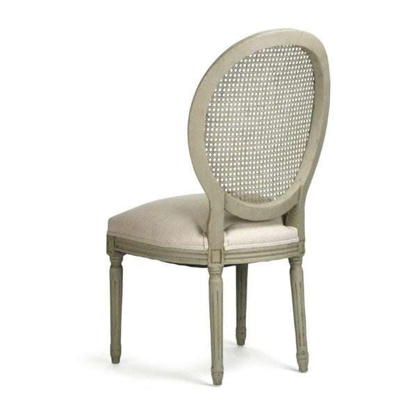 Zentique Medallion Birch Side Chair with Cane Back and Linen Seat — Timeless Medallion Silhouette for Dining & Décor B004 CANE 432 A003