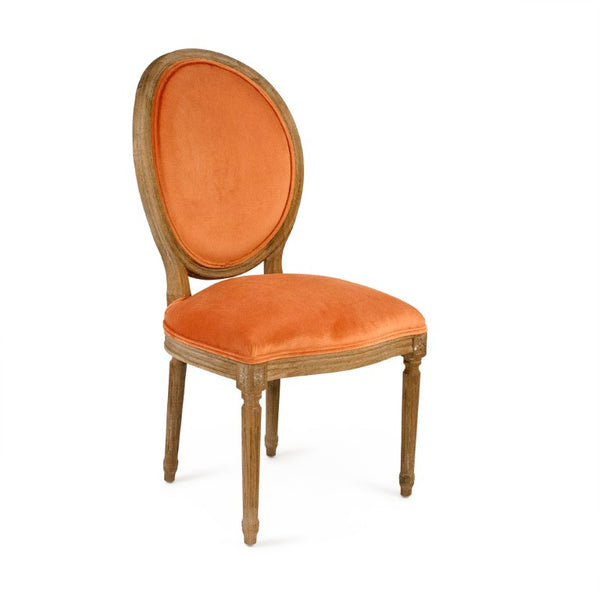 Zentique Medallion Solid Oak Side Chair with Plush Velvet Upholstery, Timeless Medallion-Back Design, USA Crafted Limed Grey Oak, Clementine Velvet B004 E272 11505