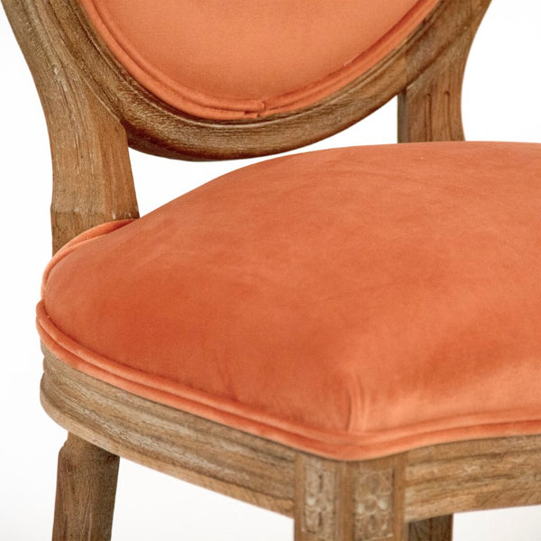 Zentique Medallion Solid Oak Side Chair with Plush Velvet Upholstery, Timeless Medallion-Back Design, USA Crafted Limed Grey Oak, Clementine Velvet B004 E272 11505