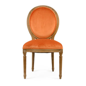 Zentique Medallion Solid Oak Side Chair with Plush Velvet Upholstery, Timeless Medallion-Back Design, USA Crafted Limed Grey Oak, Clementine Velvet B004 E272 11505