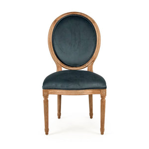 Zentique Medallion Solid Oak Side Chair with Plush Velvet Upholstery, Timeless Medallion-Back Design, USA Crafted Limed Grey Oak, Teal Velvet B004 E272 11909