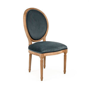 Zentique Medallion Solid Oak Side Chair with Plush Velvet Upholstery, Timeless Medallion-Back Design, USA Crafted Limed Grey Oak, Teal Velvet B004 E272 11909