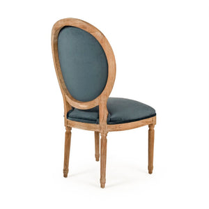 Zentique Medallion Solid Oak Side Chair with Plush Velvet Upholstery, Timeless Medallion-Back Design, USA Crafted Limed Grey Oak, Teal Velvet B004 E272 11909