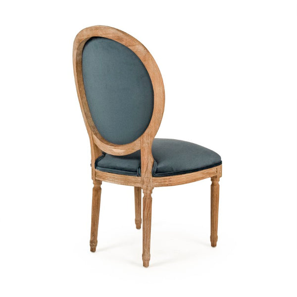 Zentique Medallion Solid Oak Side Chair with Plush Velvet Upholstery, Timeless Medallion-Back Design, USA Crafted Limed Grey Oak, Teal Velvet B004 E272 11909