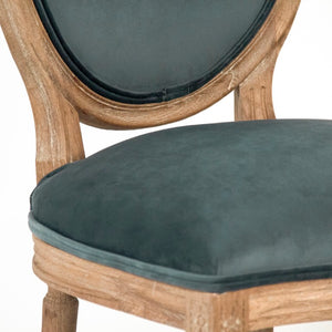 Zentique Medallion Solid Oak Side Chair with Plush Velvet Upholstery, Timeless Medallion-Back Design, USA Crafted Limed Grey Oak, Teal Velvet B004 E272 11909