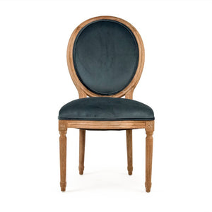 Zentique Medallion Solid Oak Side Chair with Plush Velvet Upholstery, Timeless Medallion-Back Design, USA Crafted Limed Grey Oak, Teal Velvet B004 E272 11909