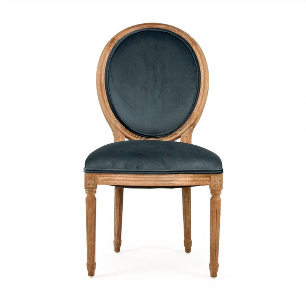 Zentique Medallion Solid Oak Side Chair with Plush Velvet Upholstery, Timeless Medallion-Back Design, USA Crafted Limed Grey Oak, Teal Velvet B004 E272 11909