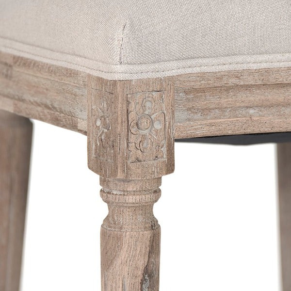 Zentique Medallion Side Chair — Elegant oak-framed dining accent with medallion back, cushioned linen seat for lasting comfort and style Limed Grey Oak, Natural Linen B004 E272 A003