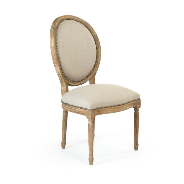 Zentique Medallion Oak Side Chair with Linen Upholstery, Timeless Medallion-Back Design and Cushioned Comfort (97 chars) B004 E272 A003 w/ Nailhead