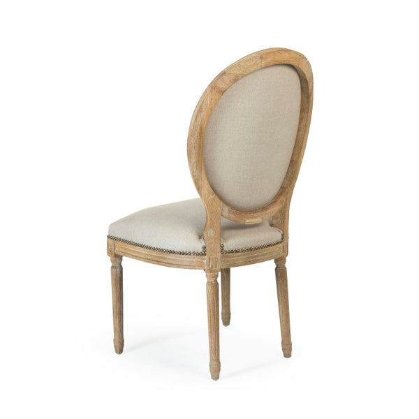 Zentique Medallion Oak Side Chair with Linen Upholstery, Timeless Medallion-Back Design and Cushioned Comfort (97 chars) B004 E272 A003 w/ Nailhead