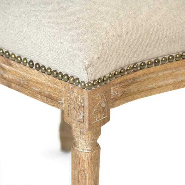 Zentique Medallion Oak Side Chair with Linen Upholstery, Timeless Medallion-Back Design and Cushioned Comfort (97 chars) B004 E272 A003 w/ Nailhead