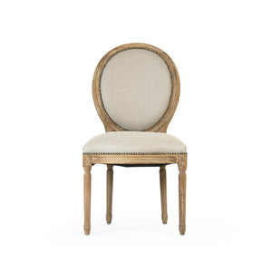 Zentique Medallion Oak Side Chair with Linen Upholstery, Timeless Medallion-Back Design and Cushioned Comfort (97 chars) B004 E272 A003 w/ Nailhead
