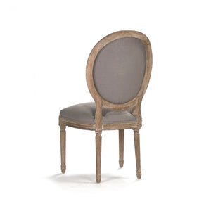 Zentique Medallion Side Chair — Elegant oak-framed dining accent with medallion back, cushioned linen seat for lasting comfort and style Limed Grey Oak, Grey Linen B004 E272 A048