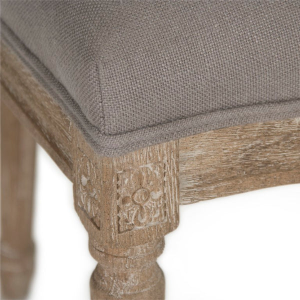 Zentique Medallion Side Chair — Elegant oak-framed dining accent with medallion back, cushioned linen seat for lasting comfort and style Limed Grey Oak, Grey Linen B004 E272 A048