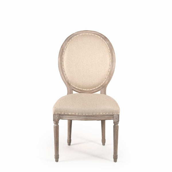 Zentique Medallion Solid Oak Side Chair with Hemp Upholstery — Ergonomic Padded Seat, Warm Grain Finish, Durable Craftsmanship for Dining & Accent Spaces B004 E272 H009