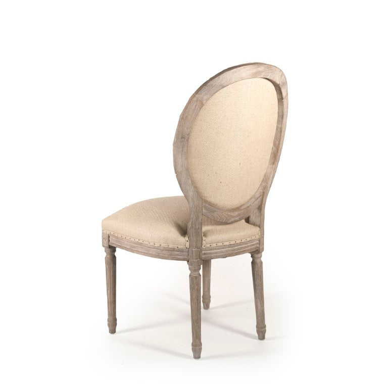 Zentique Medallion Solid Oak Side Chair with Hemp Upholstery — Ergonomic Padded Seat, Warm Grain Finish, Durable Craftsmanship for Dining & Accent Spaces B004 E272 H009