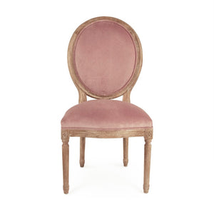 Zentique Medallion Solid Oak Side Chair with Plush Velvet Upholstery, Timeless Medallion-Back Design, USA Crafted Limed Grey Oak, Dusty Rose Velvet B004 E272 V004